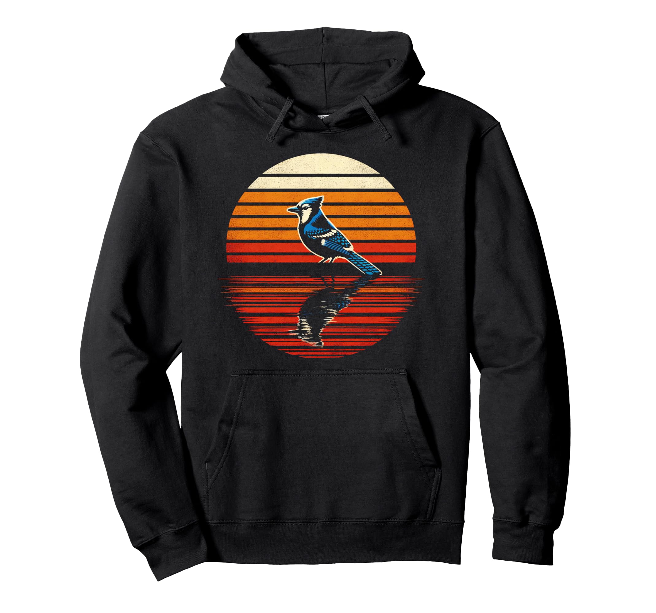 Blue Jay Bird Sunset Safari 70S Hoodie - Casual Everyday Wear for Adults - T-Shirt, Sweatshirt, Hoodie