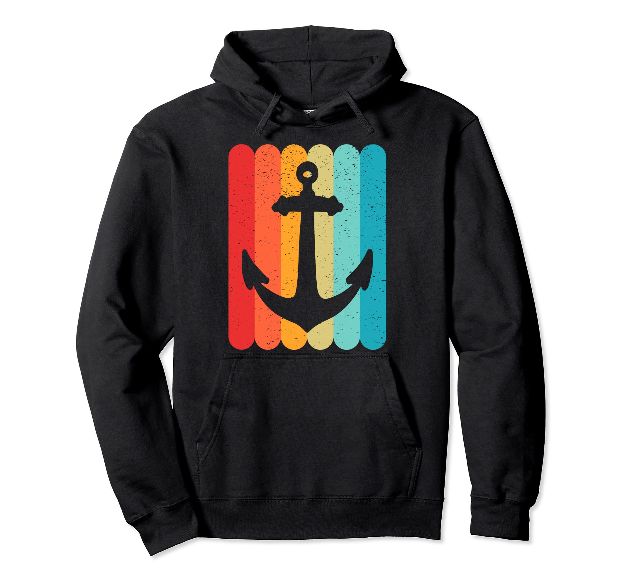 Ship Anchor Silhouette Lines 80S Hoodie - Minimalist Print for Adults - T-Shirt, Sweatshirt, Hoodie
