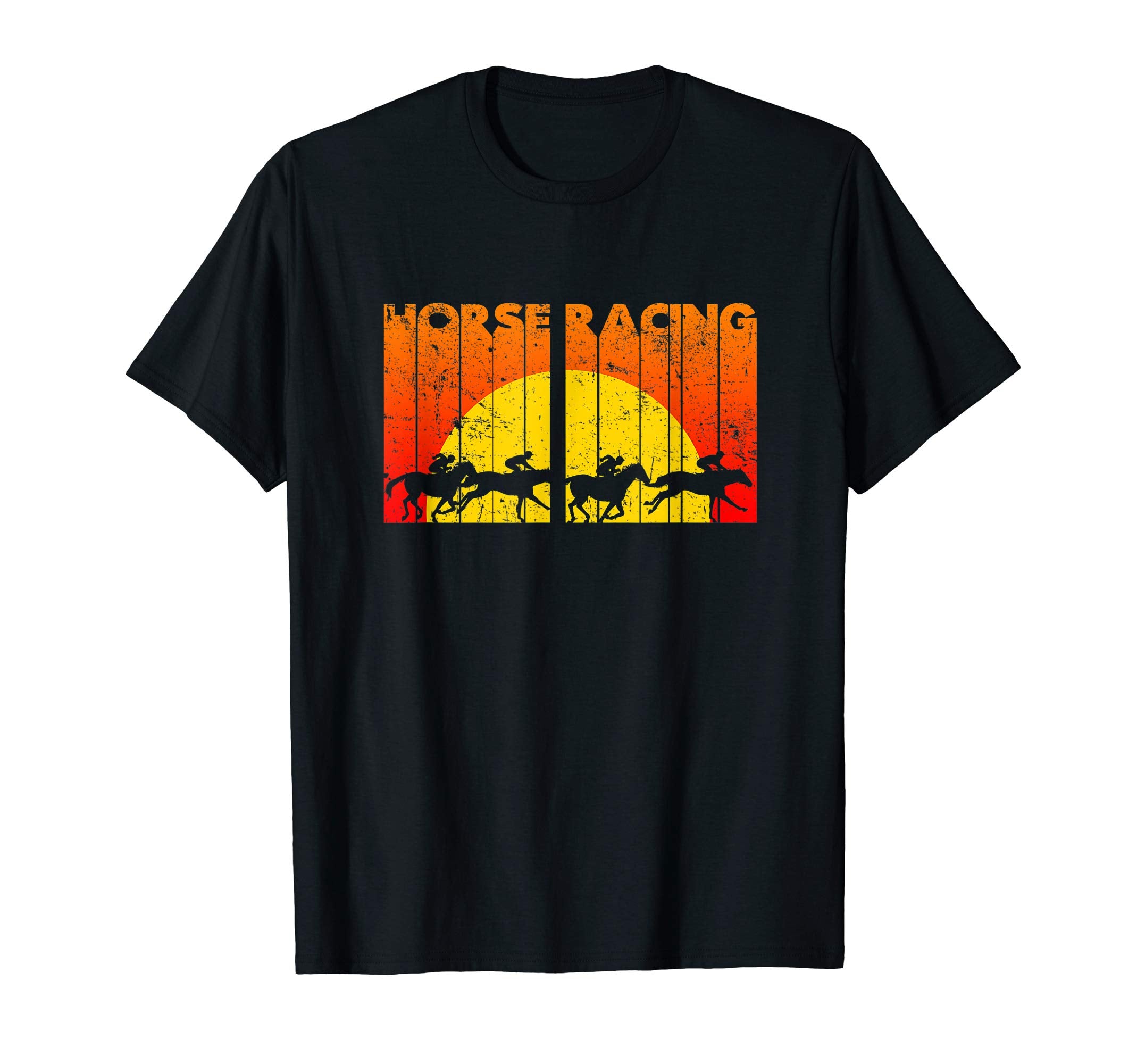 Horse Racing Sunset Distressed T-Shirt - Custom Art Print Men Women - T-Shirt, Sweatshirt, Hoodie