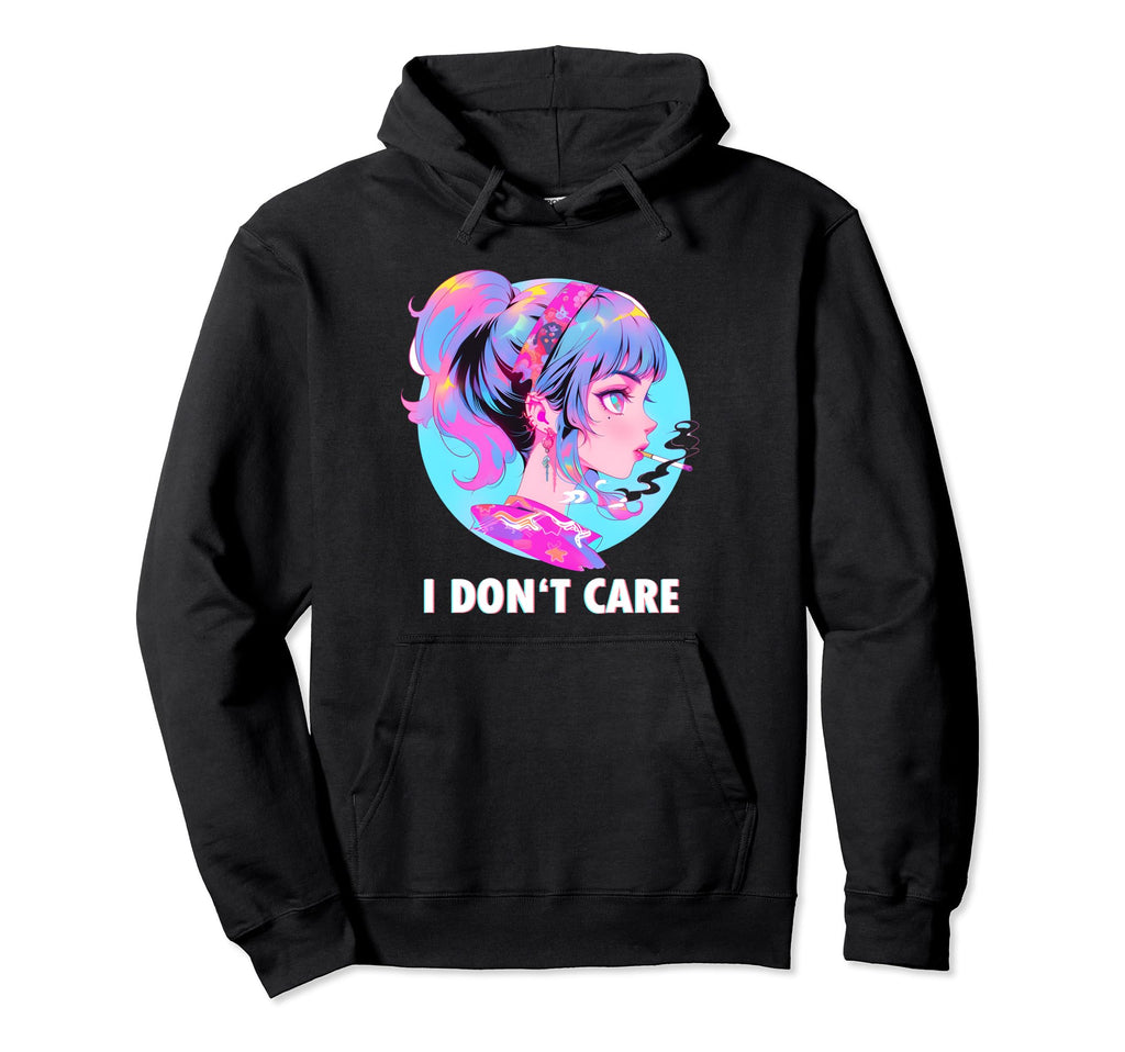 Aesthetic Vaporwave I Dont Care Hoodie - Fun Novelty Design for Adults - T-Shirt, Sweatshirt, Hoodie