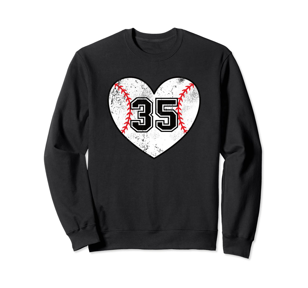 Baseball Heart Player 35 Baseball Sweatshirt - Unique Graphic for Adults - T-Shirt, Sweatshirt, Hoodie