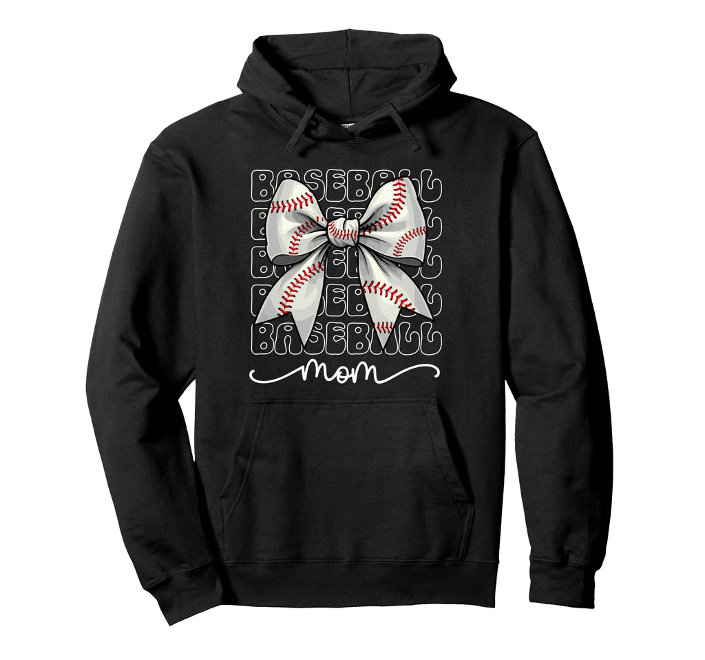 Baseball Mom Coquette Bow Baseball Hoodie - Aesthetic Graphic Men Women - T-Shirt, Sweatshirt, Hoodie