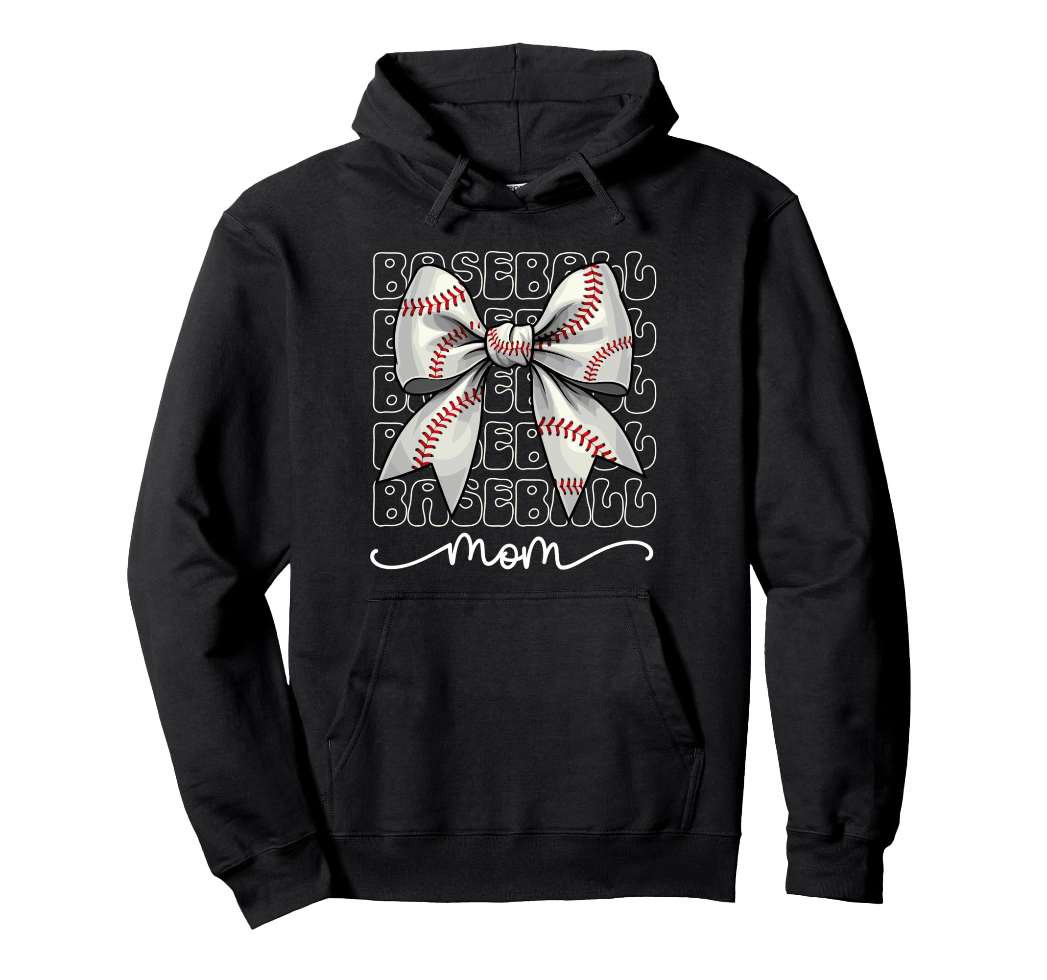 Baseball Mom Coquette Bow Baseball Hoodie - Aesthetic Graphic Men Women - T-Shirt, Sweatshirt, Hoodie