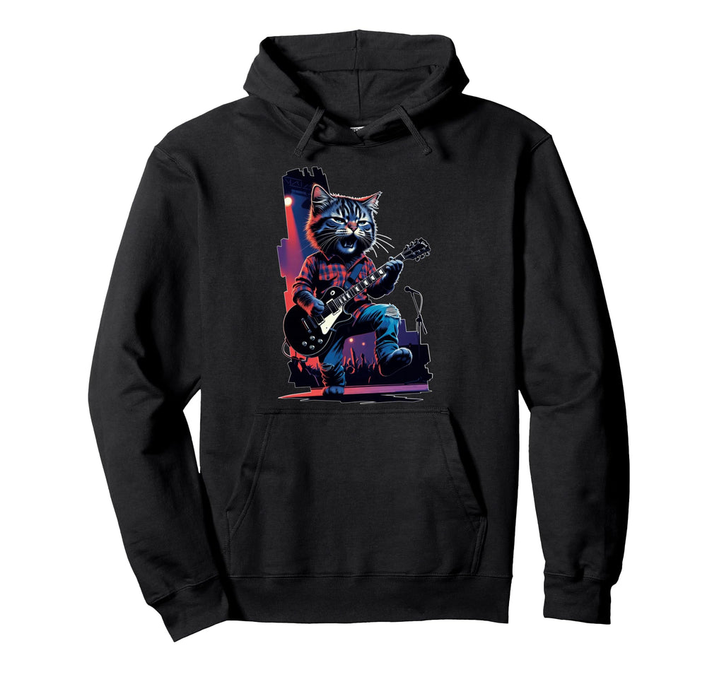 90S Grunge Rock Band Cat Hoodie - Custom Art Print Unisex - T-Shirt, Sweatshirt, Hoodie