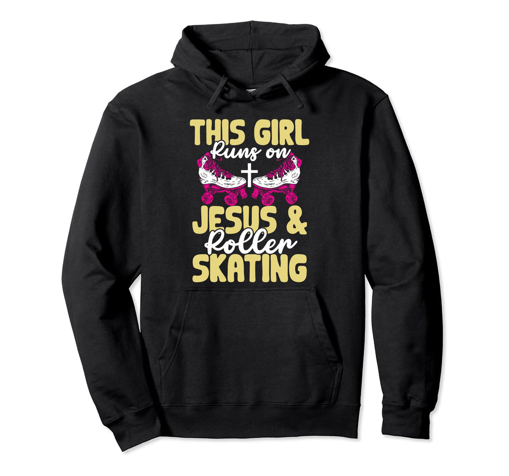 Rollerskate Runs Jesus And Roller Hoodie - Fun Novelty Design for Adults - T-Shirt, Sweatshirt, Hoodie
