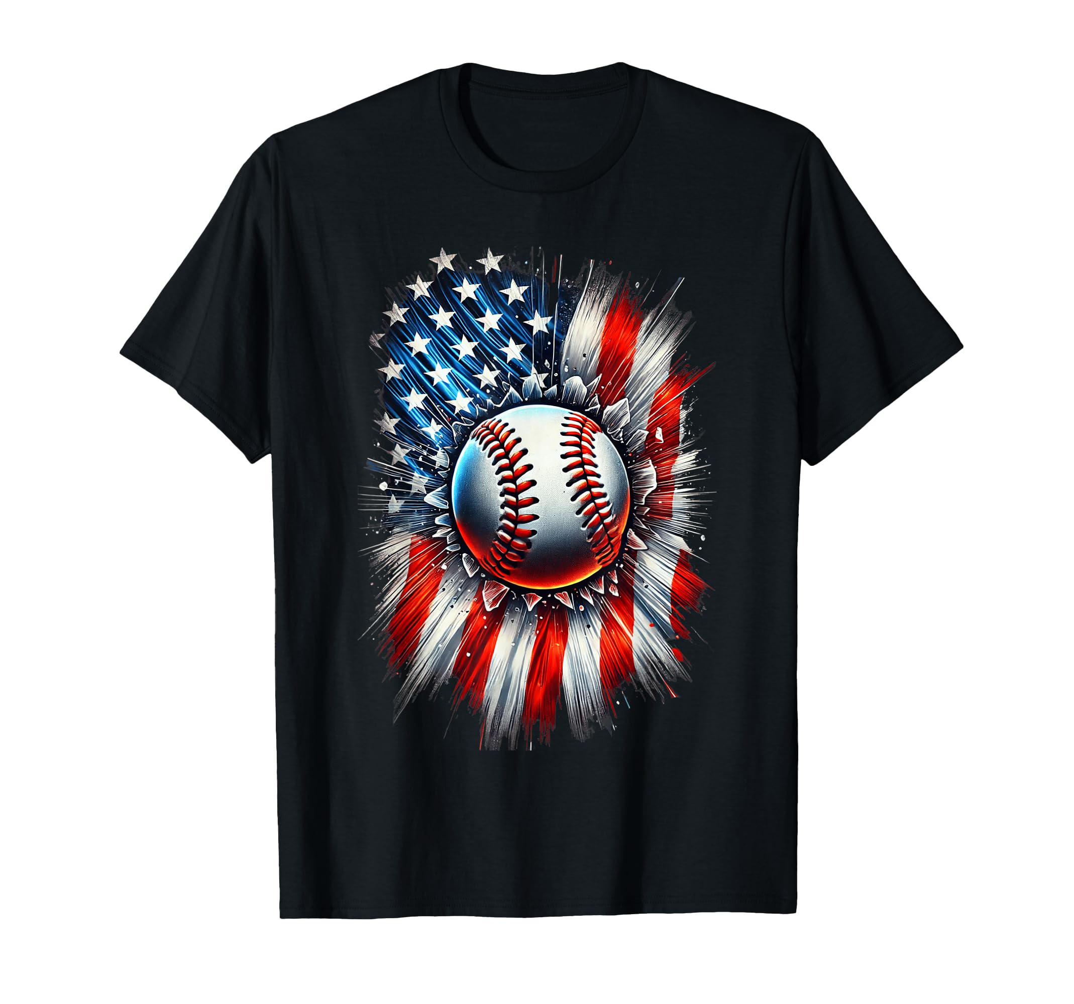 Baseball 4Th July Usa American Flag T-Shirt - Graphic Print for Adults - T-Shirt, Sweatshirt, Hoodie