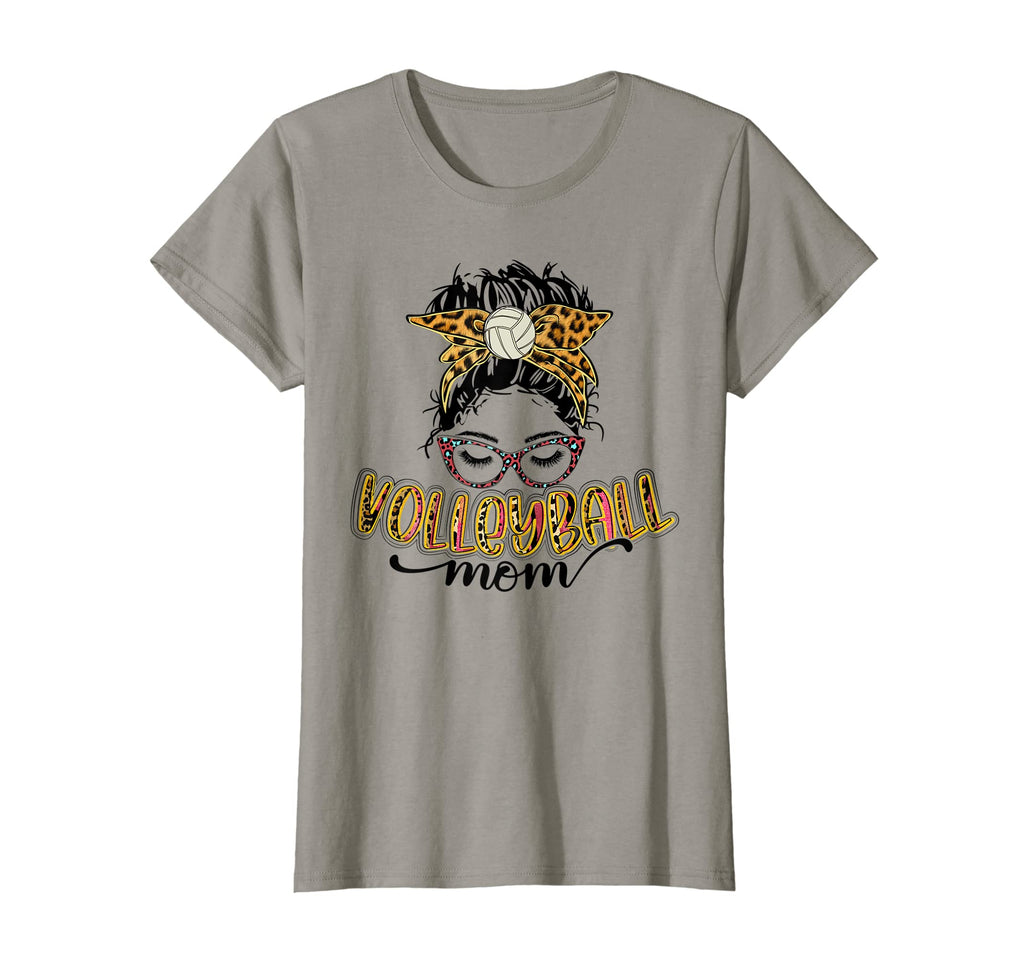 Leopard Messy Bun Volleyball Mom Game Day T-Shirt - Graphic Print Unisex - T-Shirt, Sweatshirt, Hoodie