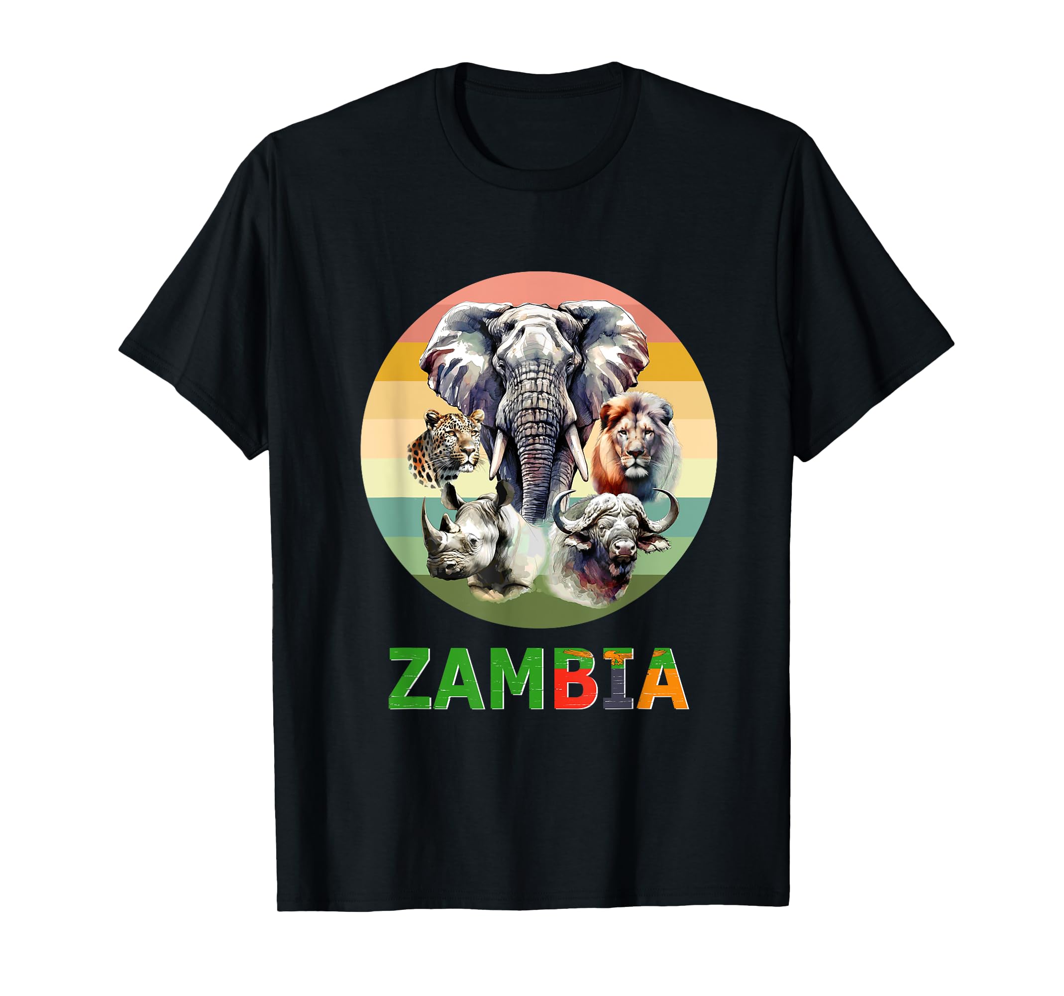 Zambia Big 5 Watercolor Sunset Zambia T-Shirt - Trendy Graphic Men Women - T-Shirt, Sweatshirt, Hoodie