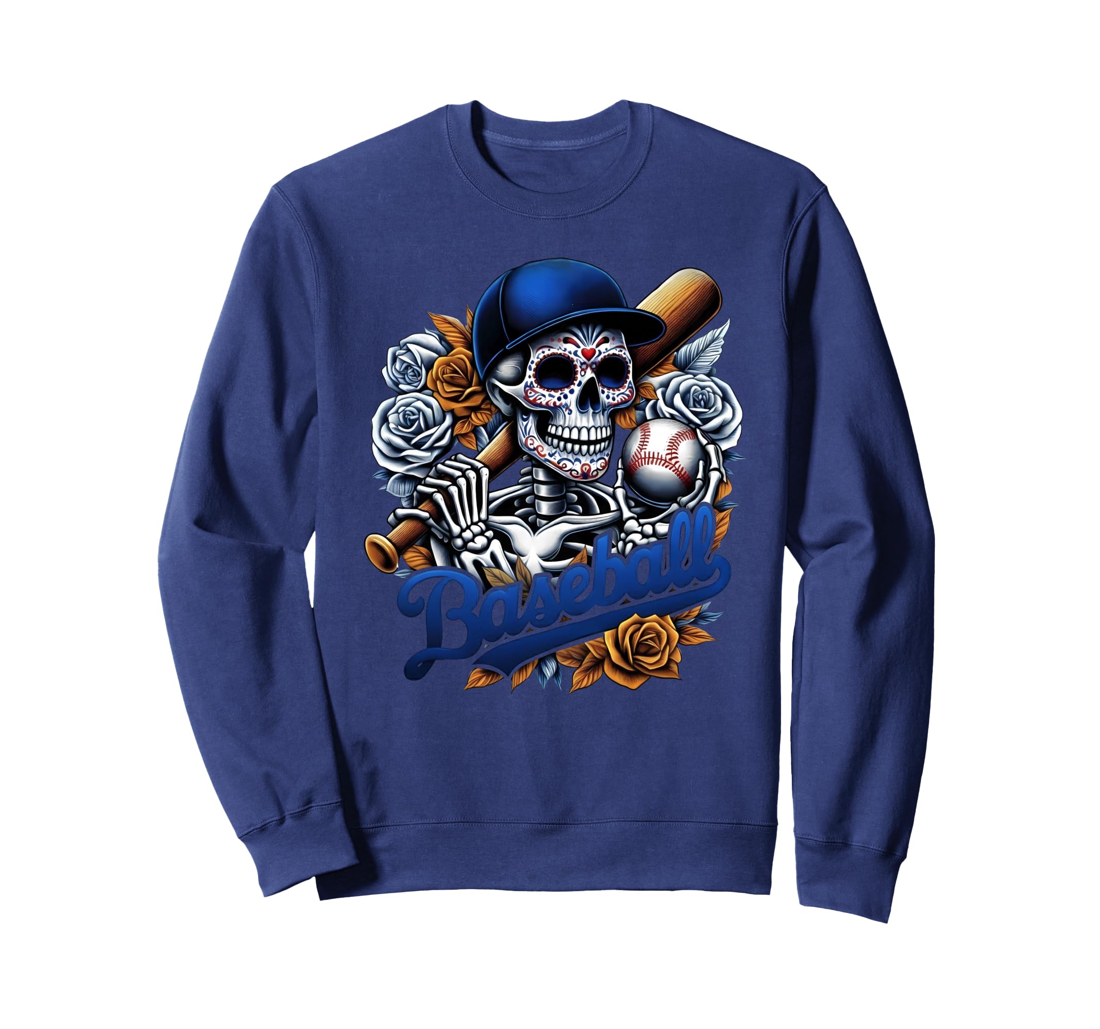 Baseball Sugar Skull Day Dead Sweatshirt - Aesthetic Graphic for Adults - T-Shirt, Sweatshirt, Hoodie