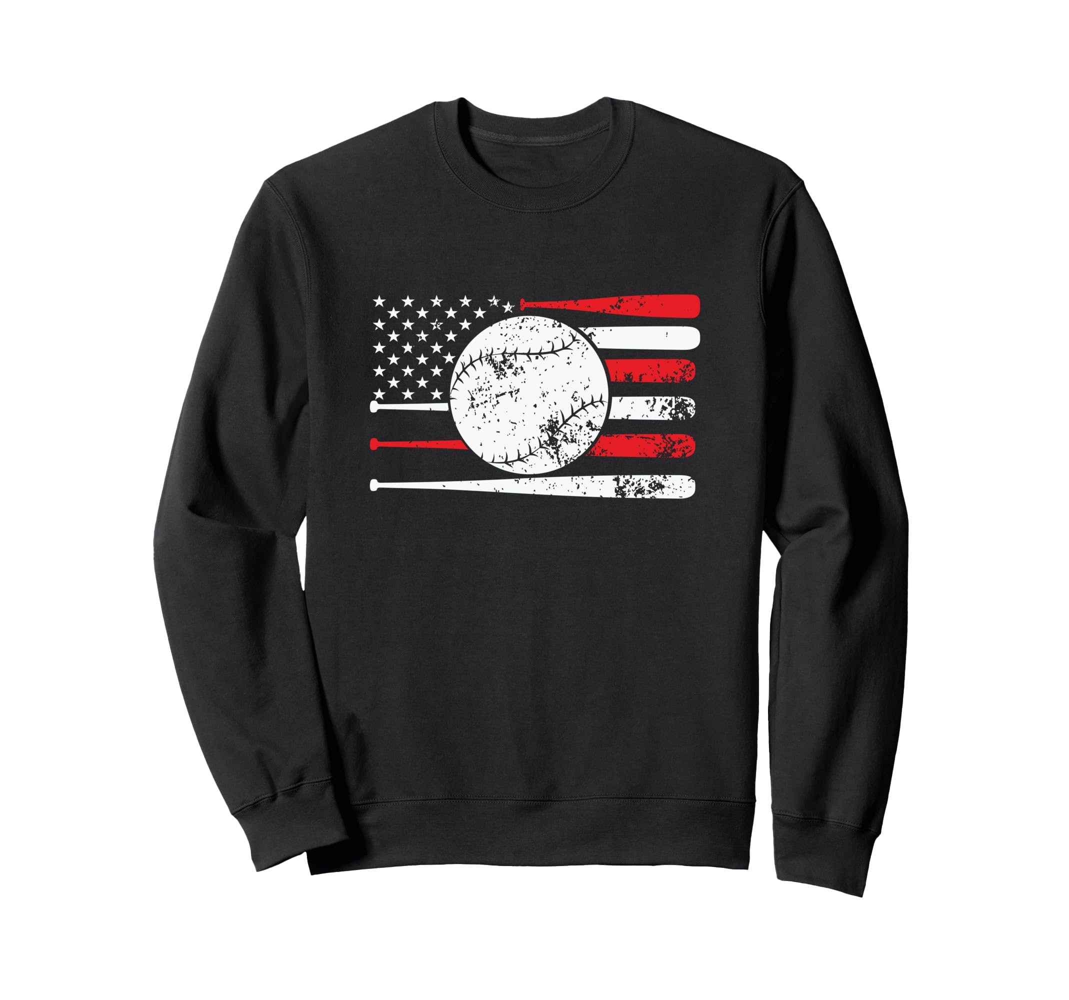 Baseball Usa American Flag Baseball Sweatshirt - Minimalist Print Unisex - T-Shirt, Sweatshirt, Hoodie