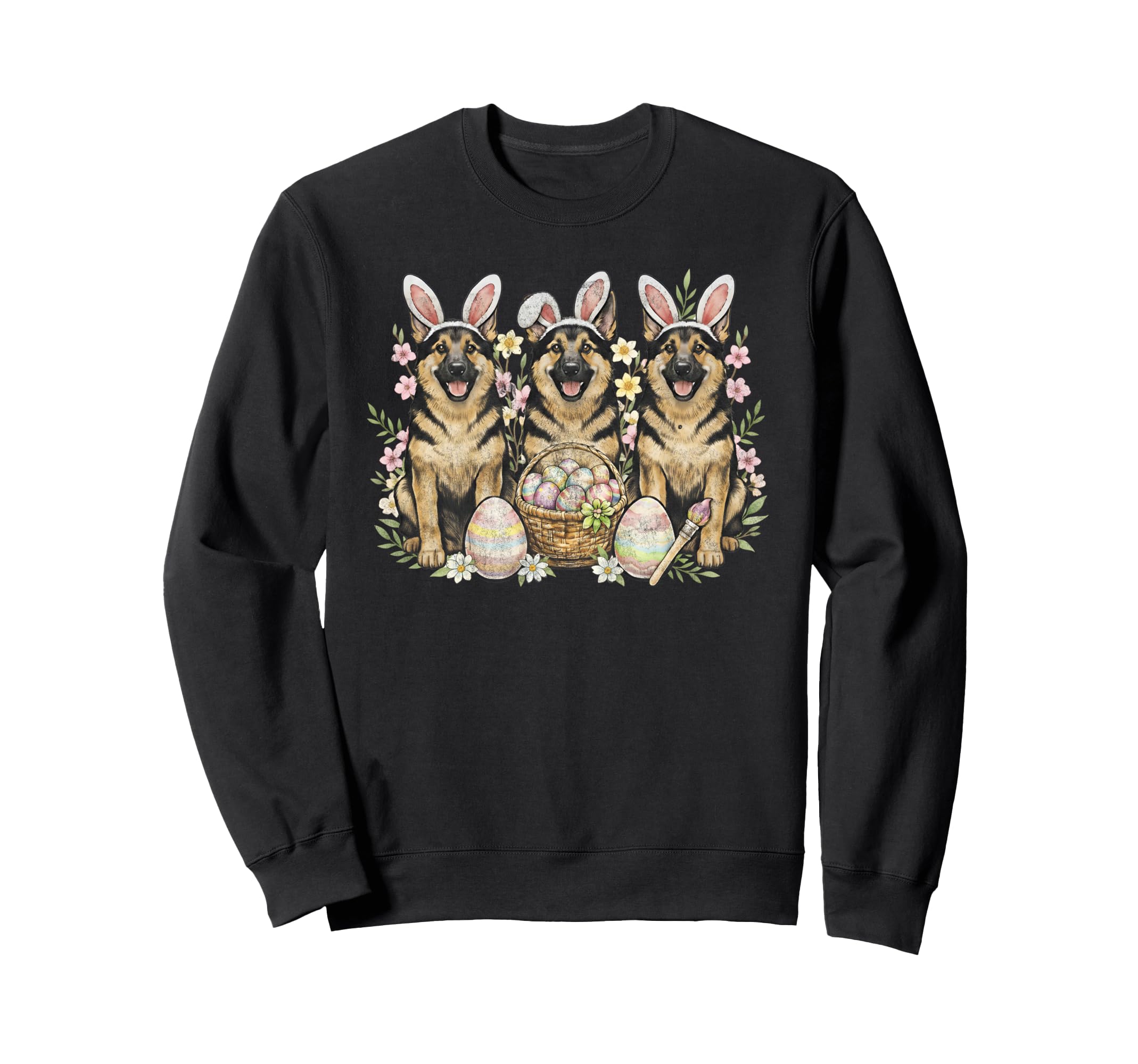 German Shepherd Easter Distressed Sweatshirt - Unique Graphic for Adults - T-Shirt, Sweatshirt, Hoodie