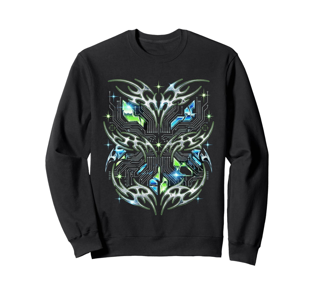 System Rebel Y2K Glitch Tech Tribal Sweatshirt - Graphic Print Men Women - T-Shirt, Sweatshirt, Hoodie