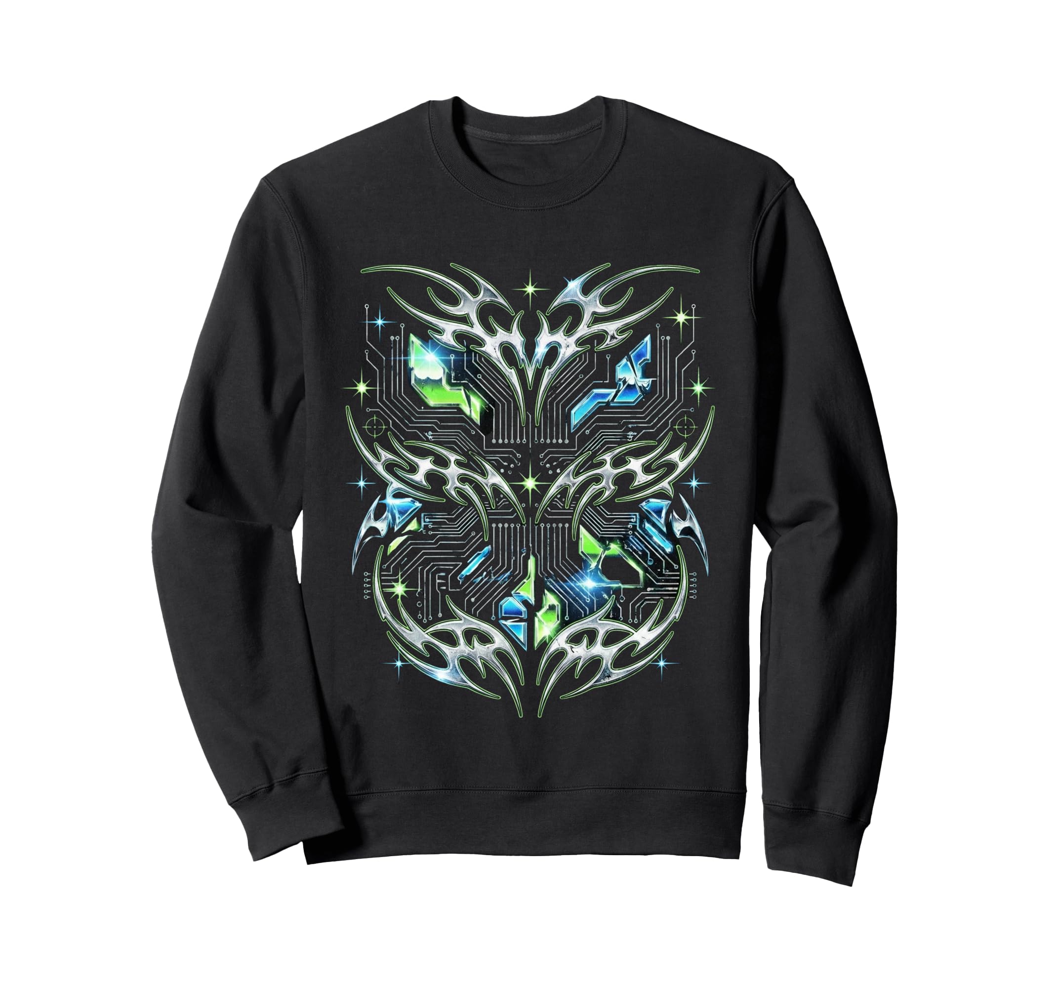 System Rebel Y2K Glitch Tech Tribal Sweatshirt - Graphic Print Men Women - T-Shirt, Sweatshirt, Hoodie