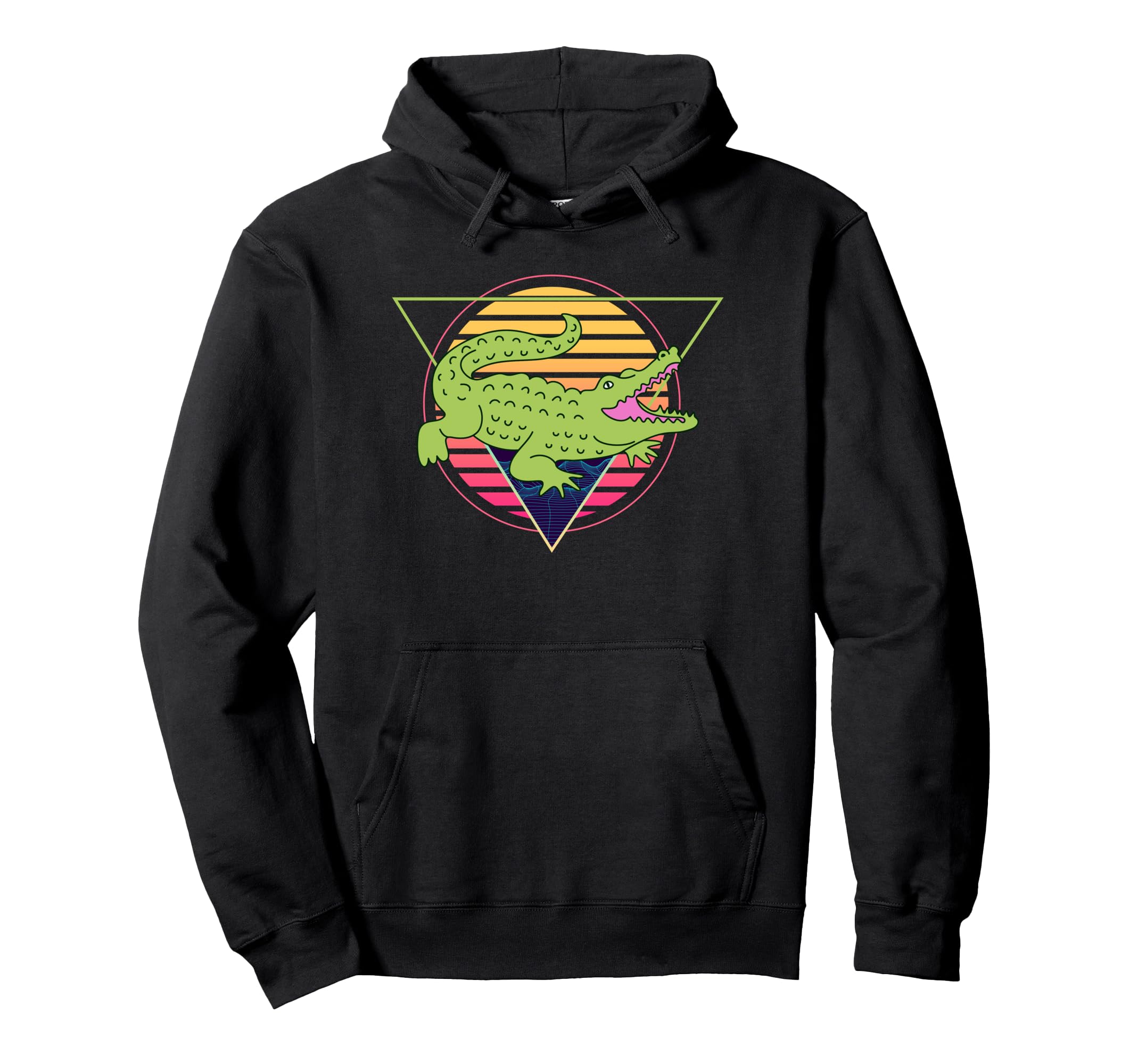 Alligator Futuristic Miami Vaporwave Hoodie - Minimalist Print Men Women - T-Shirt, Sweatshirt, Hoodie