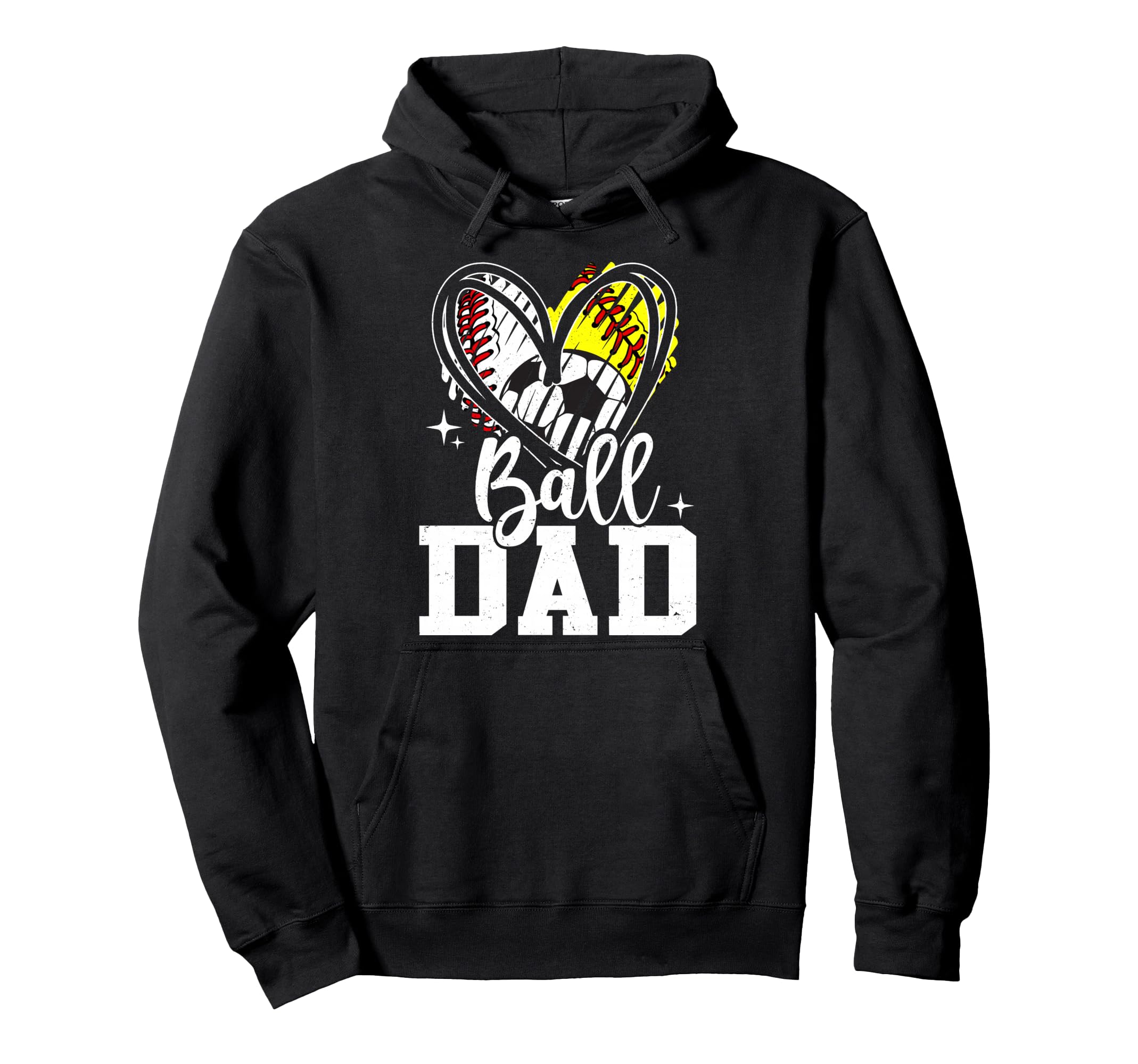 Ball Dad Baseball Softball Soccer Dad Hoodie - Custom Art Print Men Women - T-Shirt, Sweatshirt, Hoodie