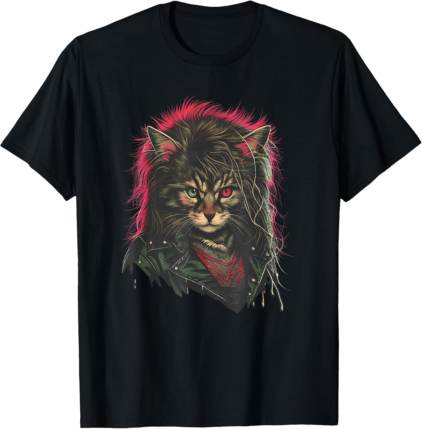 Heavy Metal Hair Glam Cat Retro Distressed 80s - Adult & Kids T-Shirts, Sweatshirts & Hoodies apparel design preview 1
