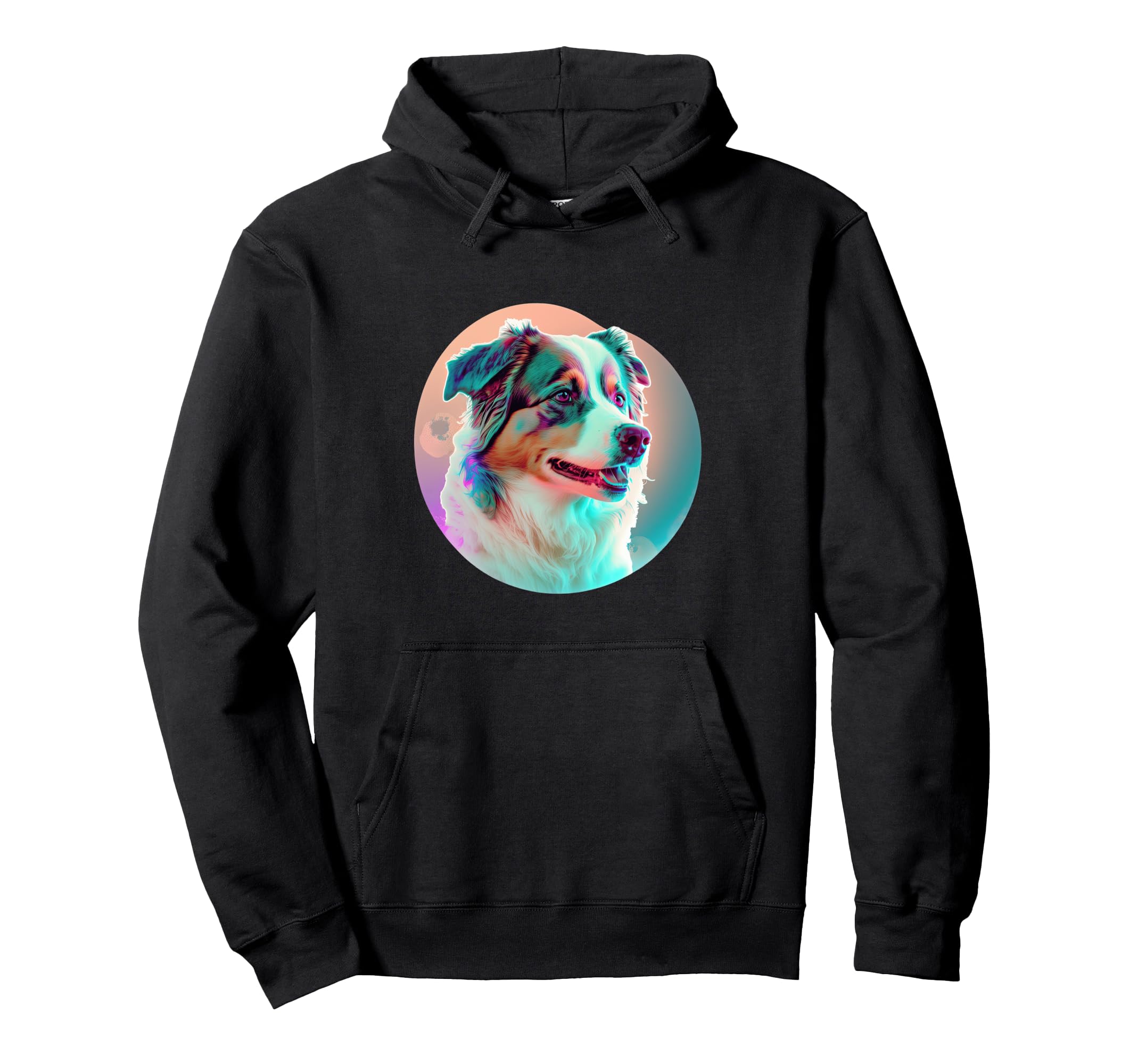 Australian Shepherd Vaporwave Retrowave Hoodie - Fun Novelty Design Unisex - T-Shirt, Sweatshirt, Hoodie