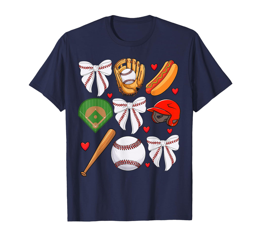 Baseball Coquette Bow Baseball Cheer Mom T-Shirt - Unique Graphic Unisex - T-Shirt, Sweatshirt, Hoodie