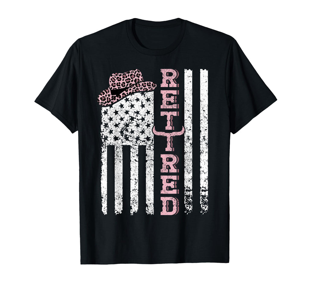 Usa Flag Western Happy Retirement Party T-Shirt - Novelty Apparel Unisex - T-Shirt, Sweatshirt, Hoodie