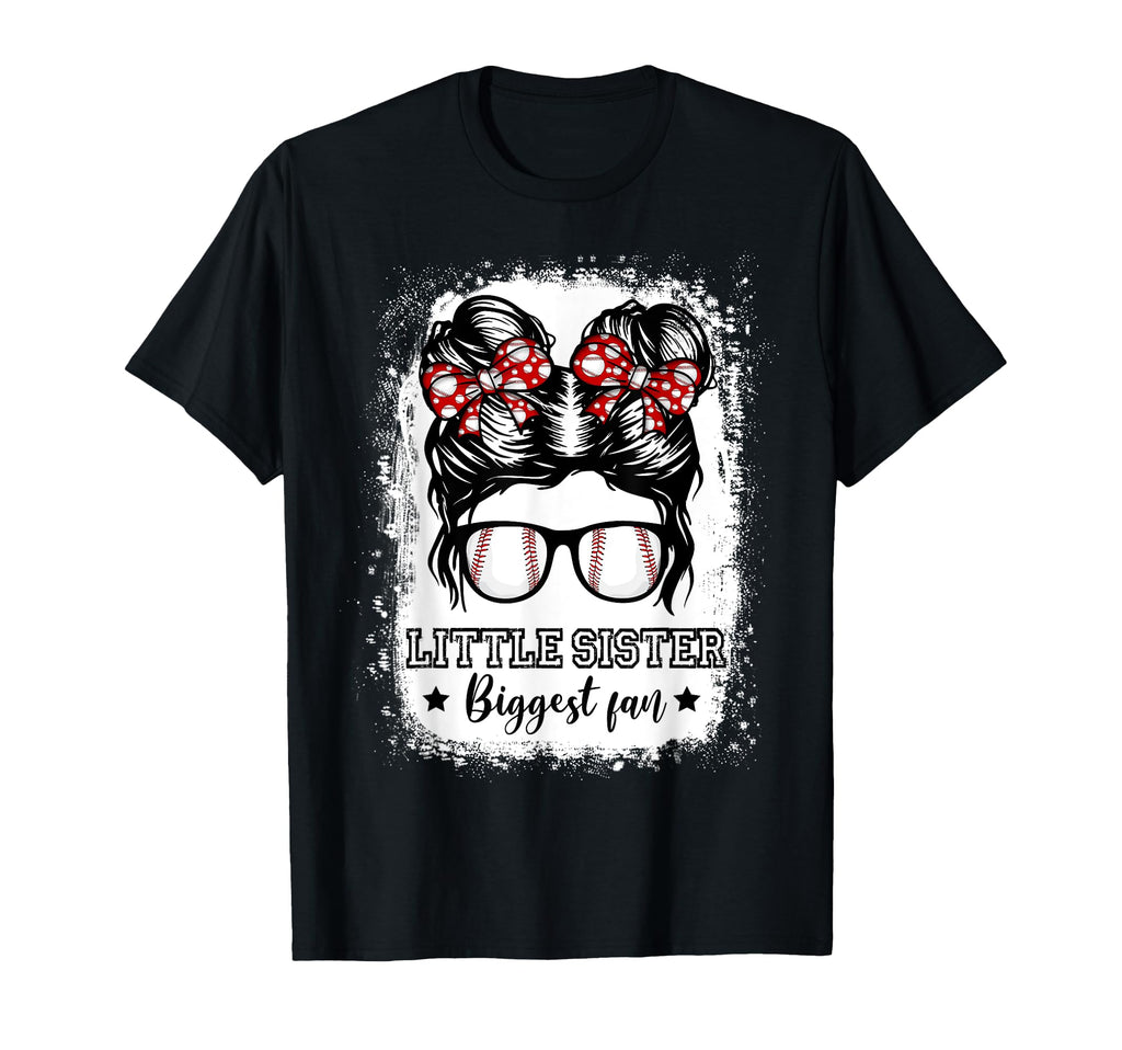 Little Sister Biggest Fan Messy Bun T-Shirt - Unique Graphic for Adults - T-Shirt, Sweatshirt, Hoodie