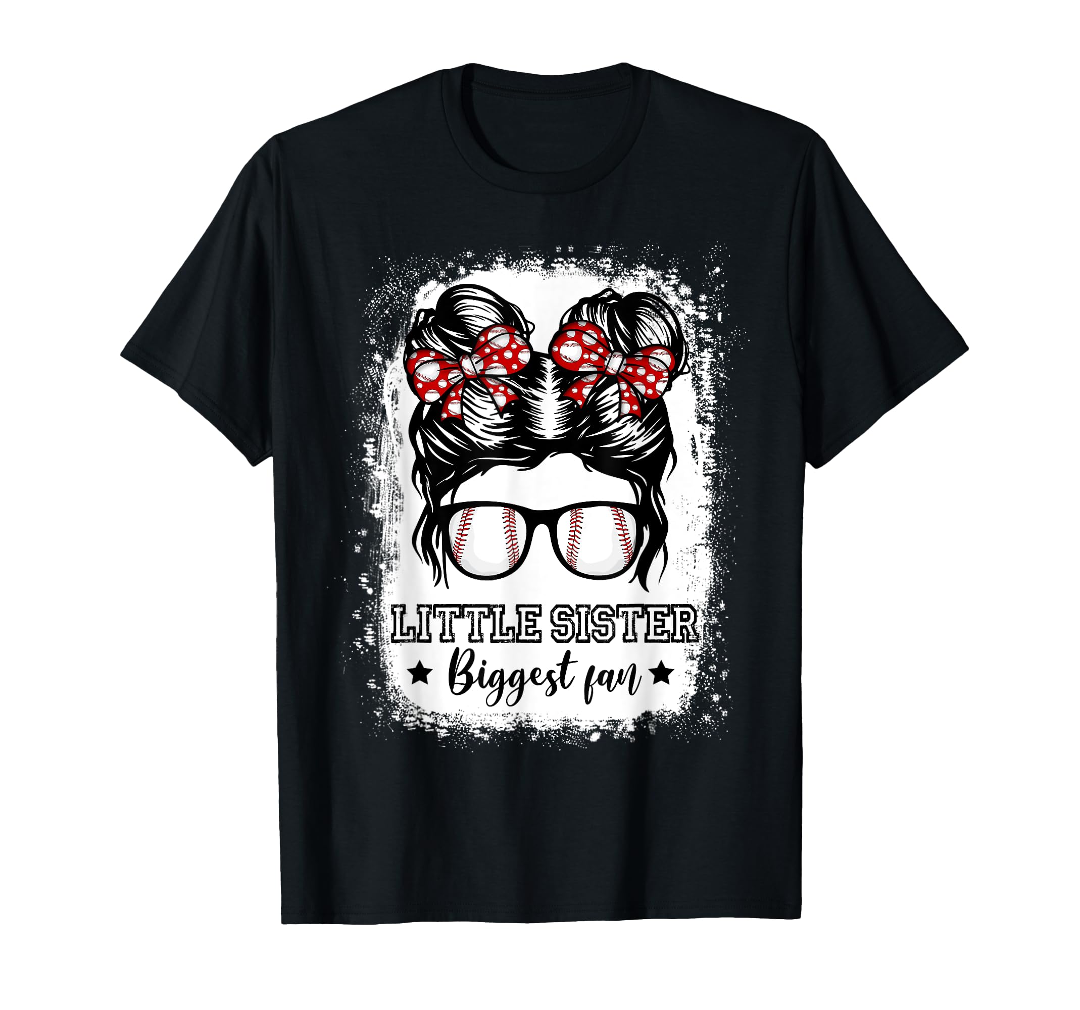 Little Sister Biggest Fan Messy Bun T-Shirt - Unique Graphic for Adults - T-Shirt, Sweatshirt, Hoodie