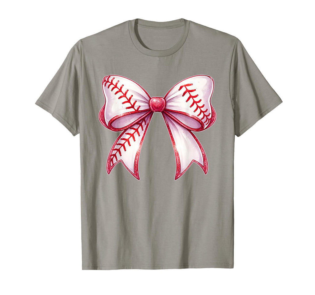 Baseball Bow Baseball Mom Mama T-Shirt - Novelty Apparel for Adults - T-Shirt, Sweatshirt, Hoodie