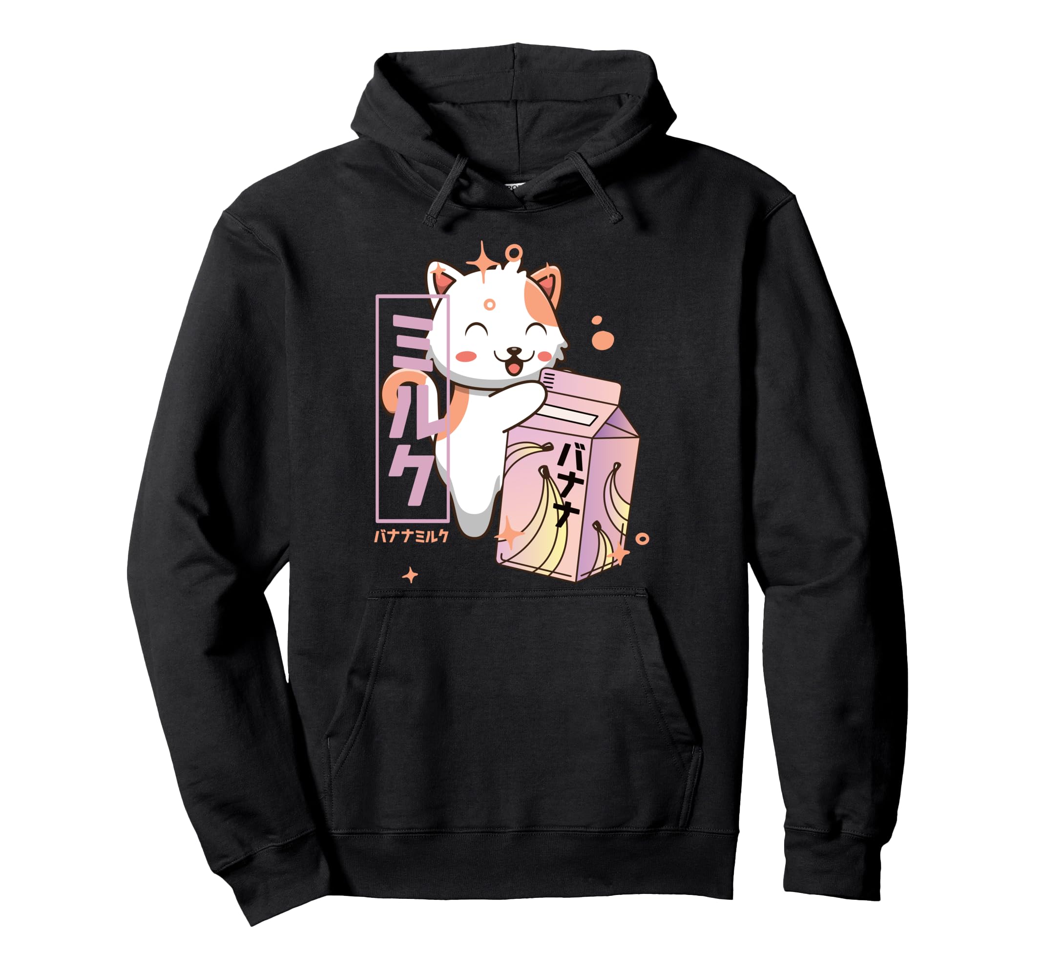 Kawaii Cat Banana Milk Shake Japanese Hoodie - Graphic Print for Adults - T-Shirt, Sweatshirt, Hoodie
