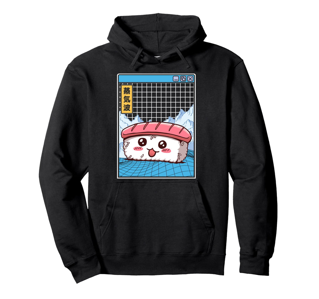 Happy Sushi Digital Japan 80S Otaku Hoodie - Minimalist Print Men Women - T-Shirt, Sweatshirt, Hoodie