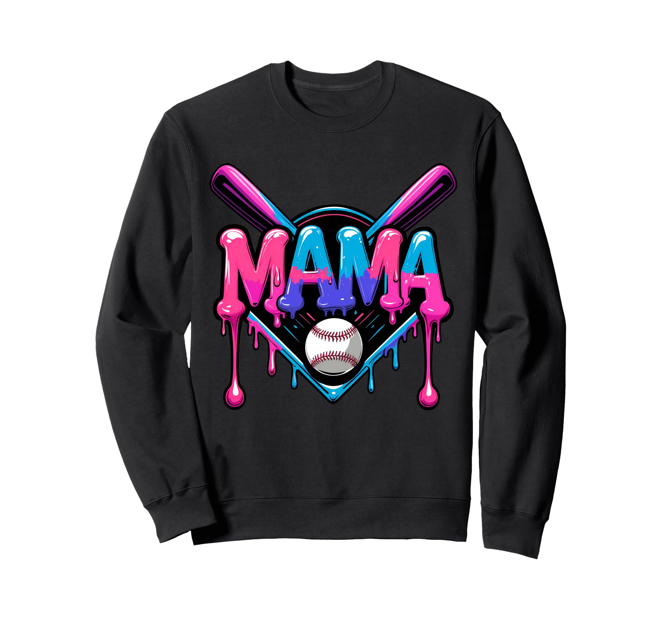 Baseball Mama Ice Cream Drip Funny Sweatshirt - Trendy Graphic Men Women - T-Shirt, Sweatshirt, Hoodie