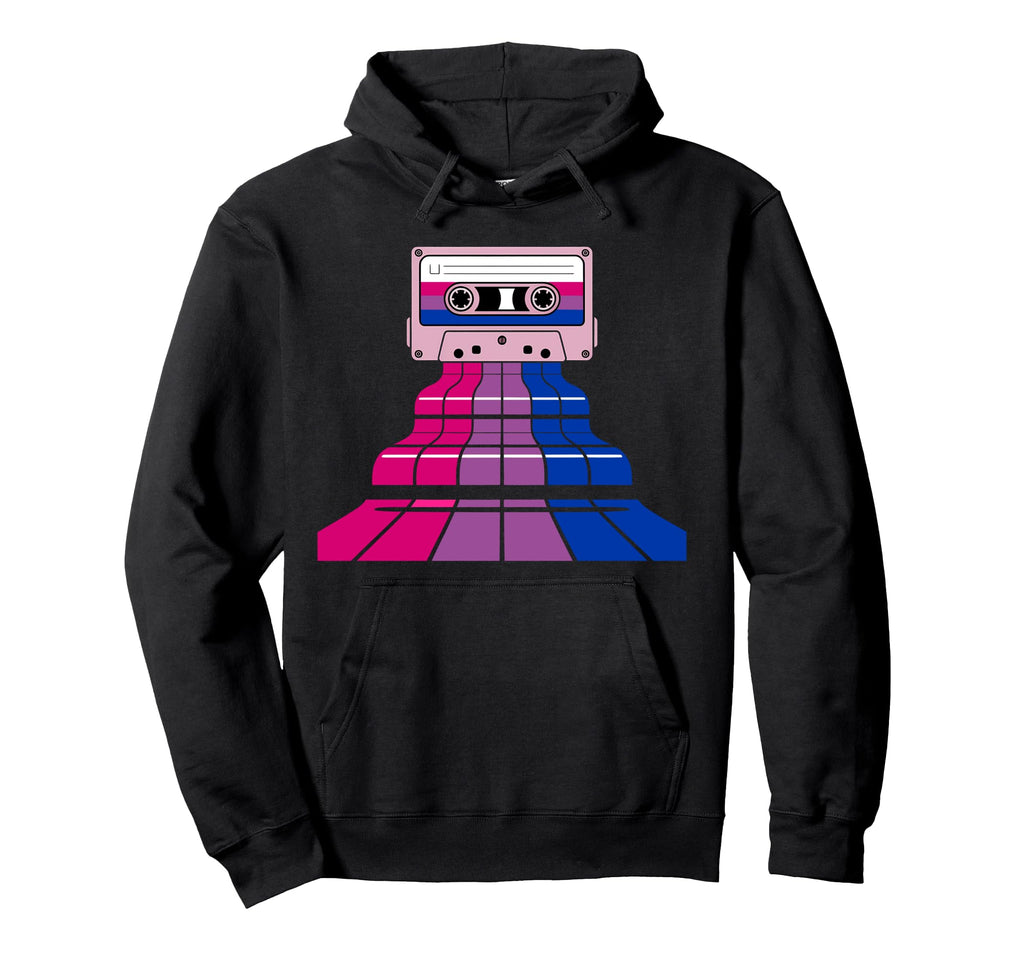 Bisexual Bi Pride Cassette Mixtape Hoodie - Unique Graphic Men Women - T-Shirt, Sweatshirt, Hoodie