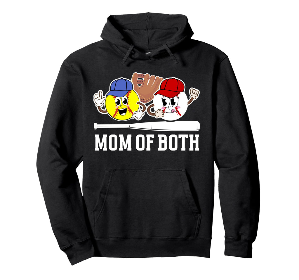 Mom Both Proud Softball Baseball Mom Hoodie - Custom Art Print for Adults - T-Shirt, Sweatshirt, Hoodie