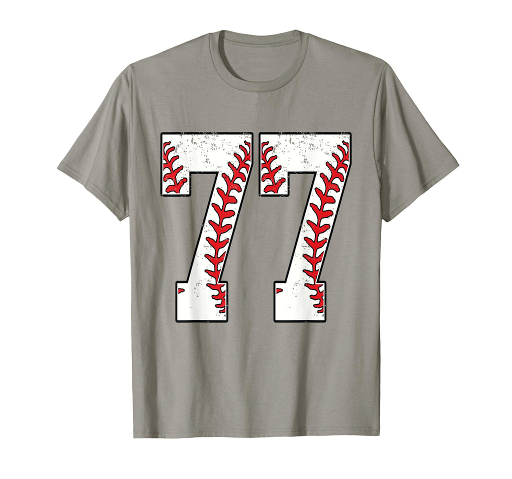 Number 77 Baseball 77 Jersey Number T-Shirt - Aesthetic Graphic for Adults - T-Shirt, Sweatshirt, Hoodie