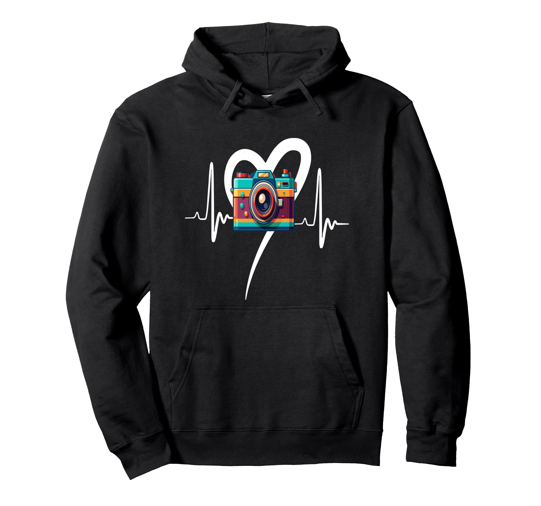 Womens Funny Camera Heartbeat Hoodie - Unique Graphic for Adults - T-Shirt, Sweatshirt, Hoodie