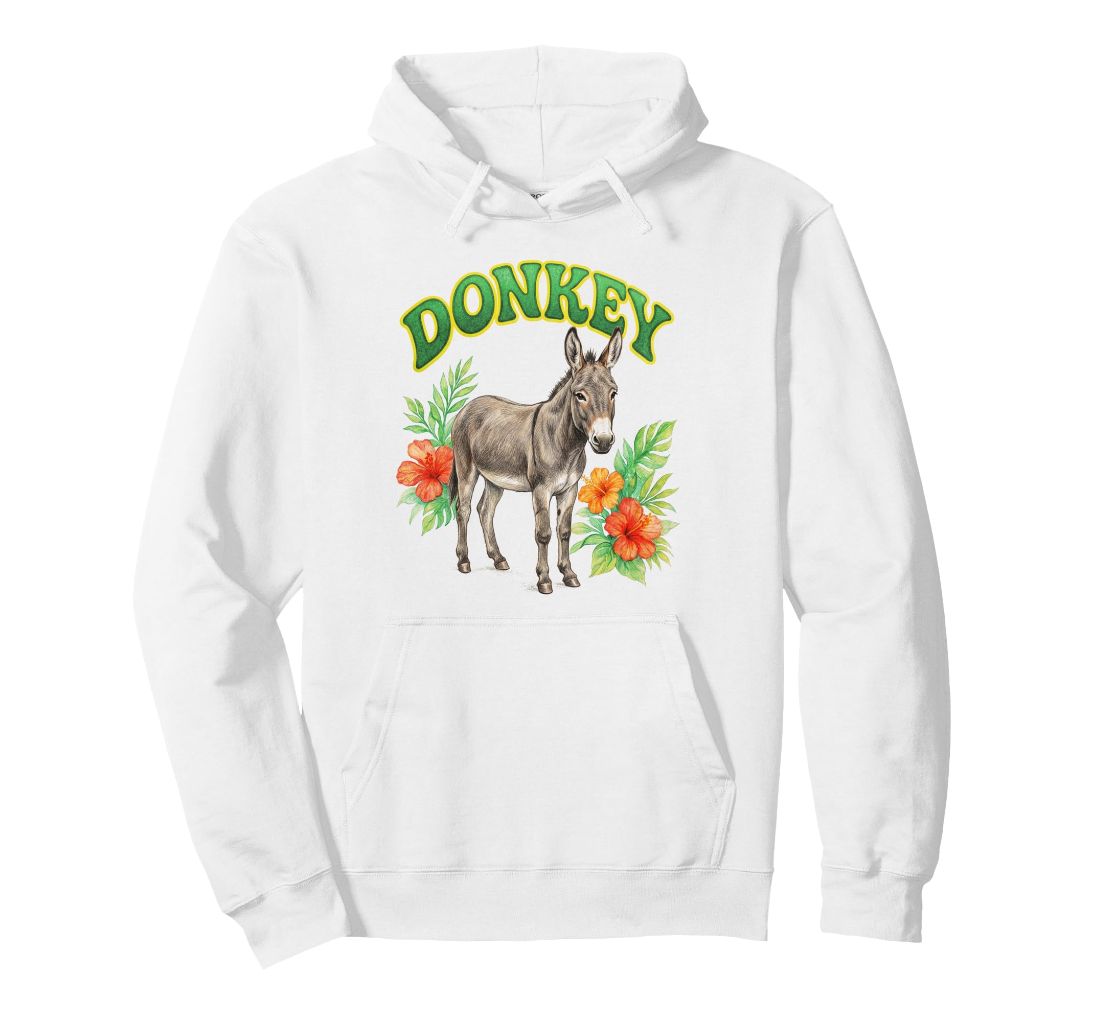 Donkey Groovy Floral Donkey Watercolor Boho Hoodie - Unique Graphic Unisex - T-Shirt, Sweatshirt, Hoodie