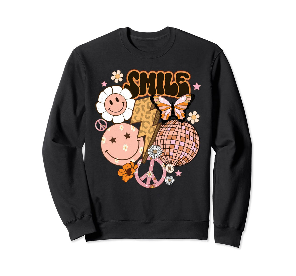 Smile Boho Y2K Peace Lightning Sweatshirt - Fun Novelty Design for Adults - T-Shirt, Sweatshirt, Hoodie