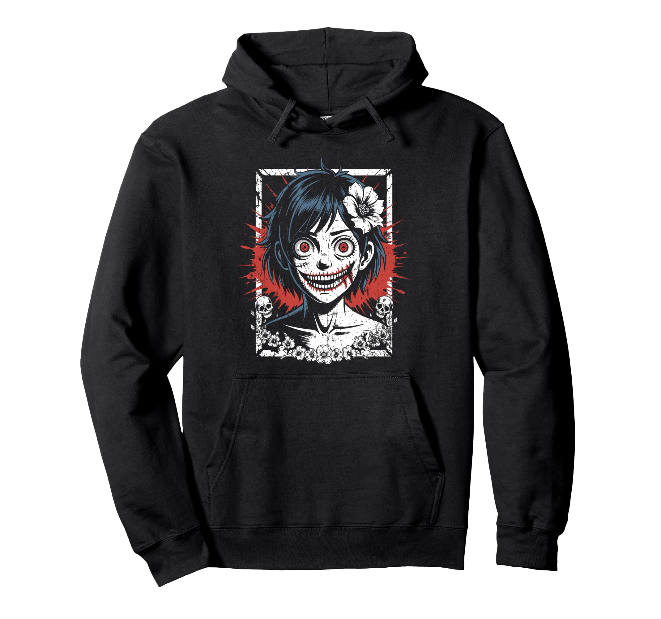 Horror Anime Goth Creepy Japanese Y2K Hoodie - Casual Everyday Wear Unisex - T-Shirt, Sweatshirt, Hoodie