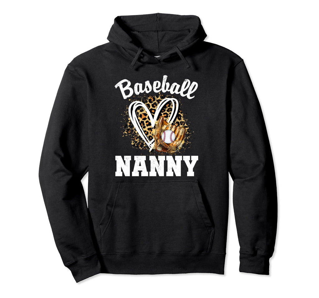 Baseball Nanny Leopard Heart Hoodie - Casual Everyday Wear for Adults - T-Shirt, Sweatshirt, Hoodie