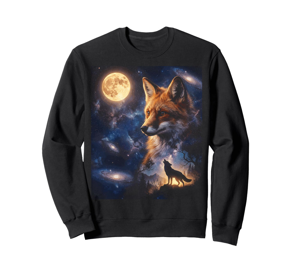 90S Fox Howling Moon Y2K Aesthetic Sweatshirt - Streetwear Style for Adults - T-Shirt, Sweatshirt, Hoodie
