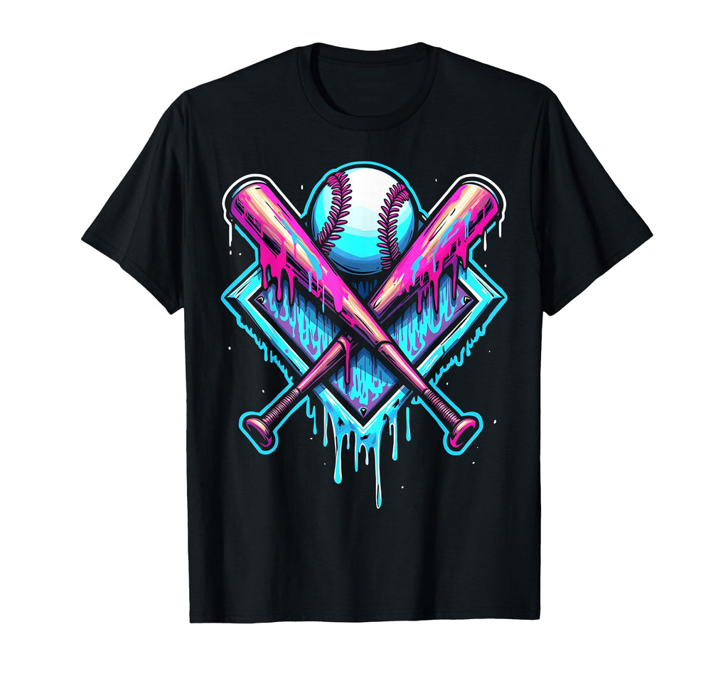 Baseball Drip Home Plate Ice Cream T-Shirt - Aesthetic Graphic Men Women - T-Shirt, Sweatshirt, Hoodie