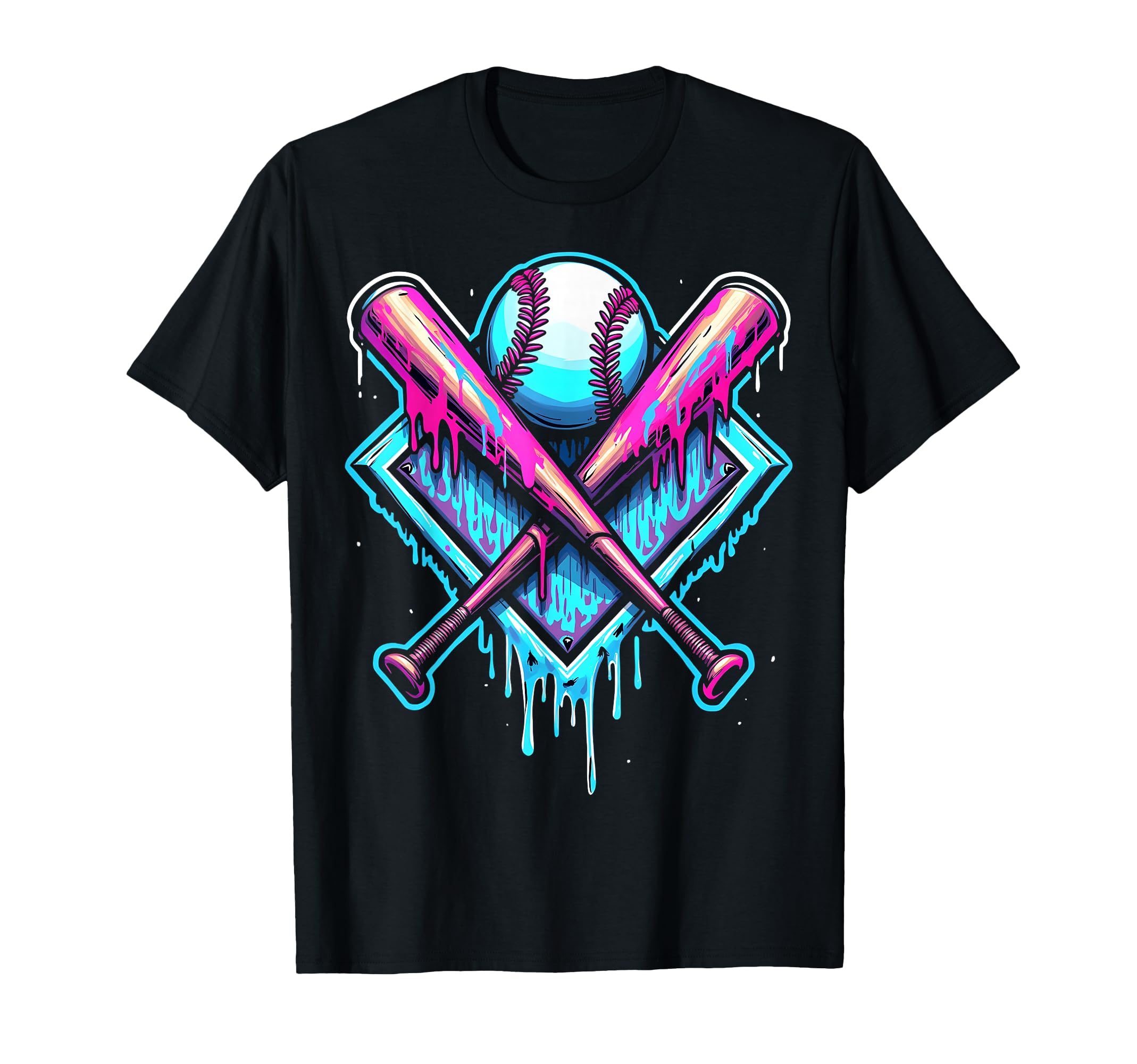 Baseball Drip Home Plate Ice Cream T-Shirt - Aesthetic Graphic Men Women - T-Shirt, Sweatshirt, Hoodie