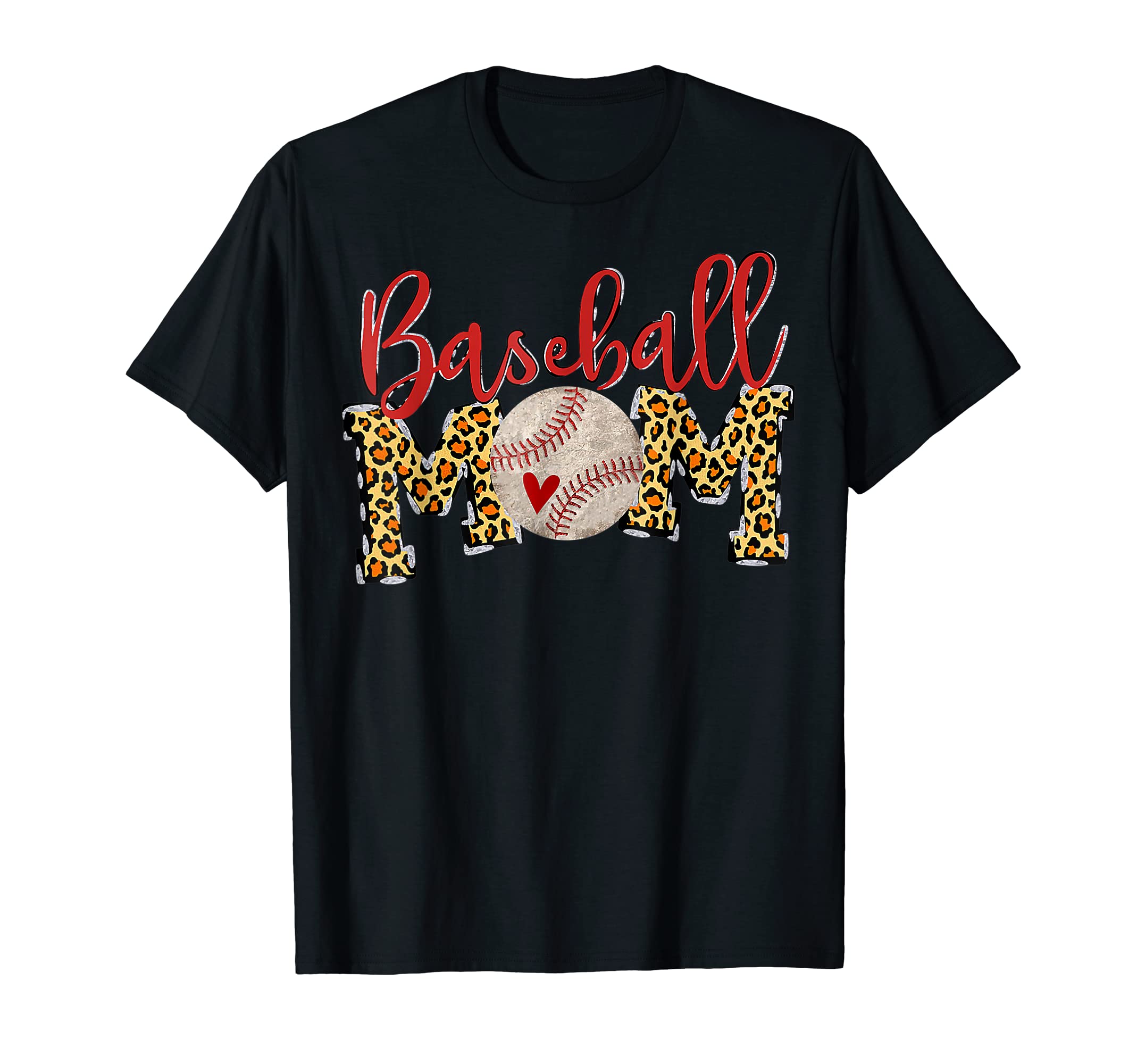 Baseball Mom Leopard Funny Softball T-Shirt - Minimalist Print Men Women - T-Shirt, Sweatshirt, Hoodie