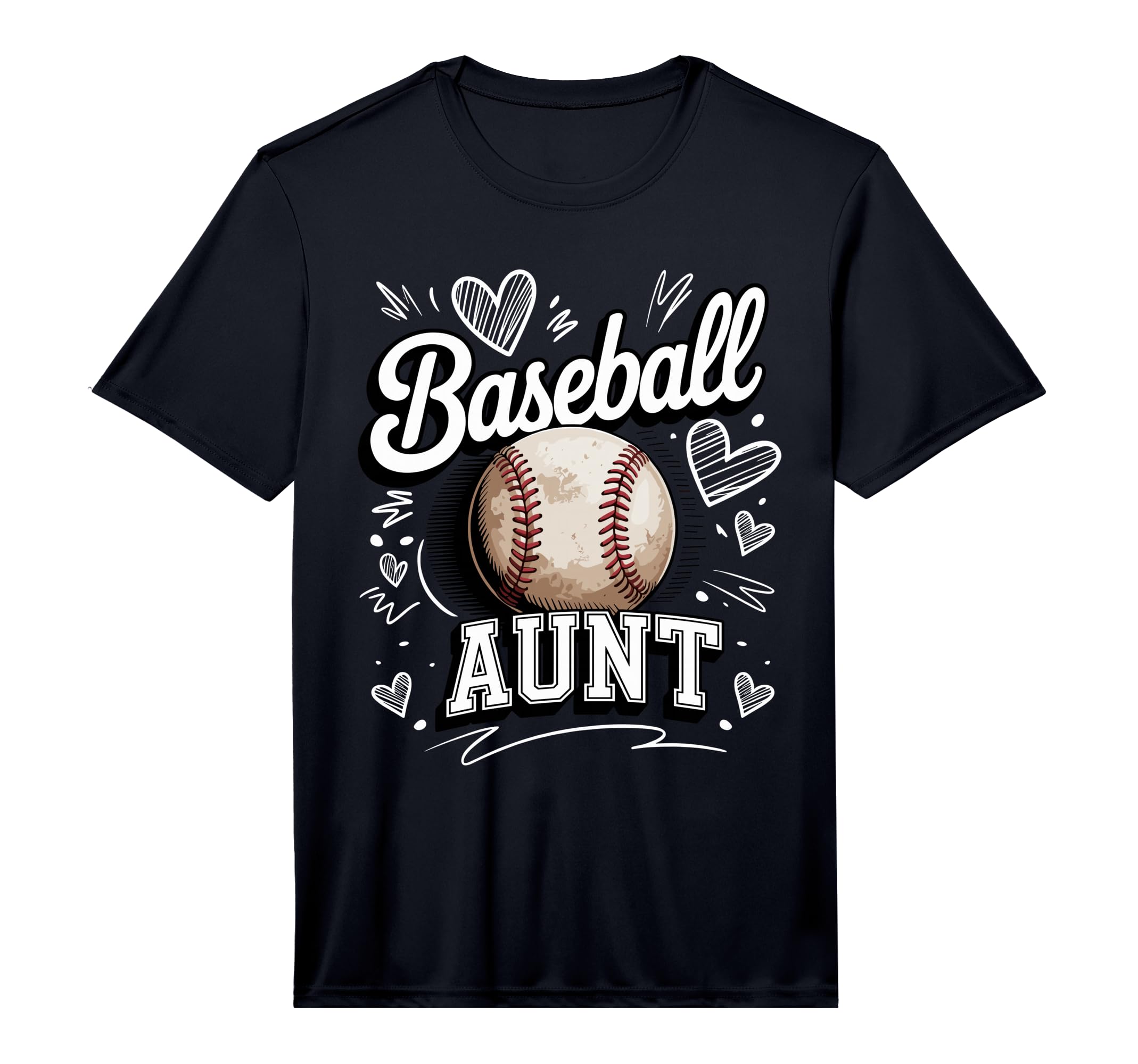 Mens Baseball Aunt Heart Doodle Game T-Shirt - Aesthetic Graphic Unisex - T-Shirt, Sweatshirt, Hoodie