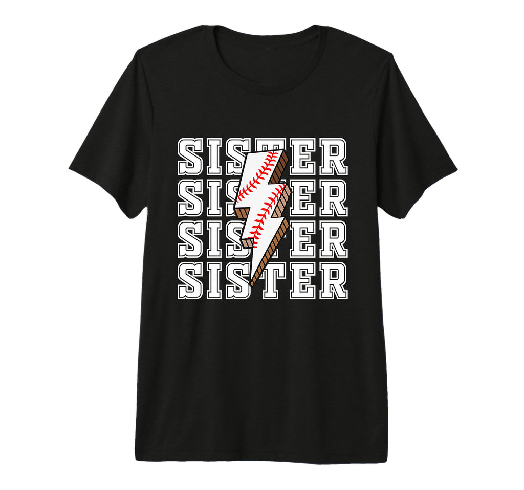 Sister Baseball Lightning Bolt Sports T-Shirt - Novelty Apparel Men Women - T-Shirt, Sweatshirt, Hoodie