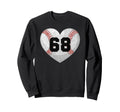 Baseball Number 68 Distressed Heart Sweatshirt - Unique Graphic Men Women - T-Shirt, Sweatshirt, Hoodie