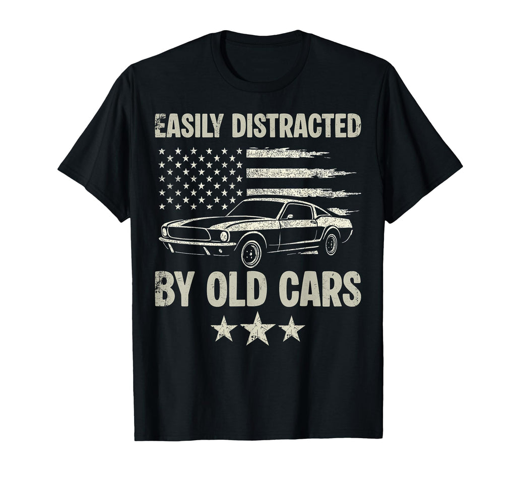 Easily Distracted Old Cars Mechanic T-Shirt - Aesthetic Graphic Men Women - T-Shirt, Sweatshirt, Hoodie