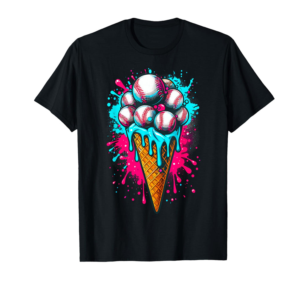 Baseball Ice Cream Watercolor Baseball T-Shirt - Streetwear Style Men Women - T-Shirt, Sweatshirt, Hoodie