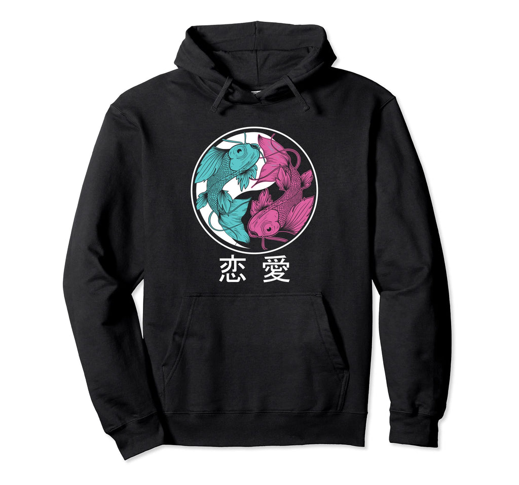 Vaporwave Aesthetic Koi Fish Yin And Yang Hoodie - Trendy Graphic Men Women - T-Shirt, Sweatshirt, Hoodie