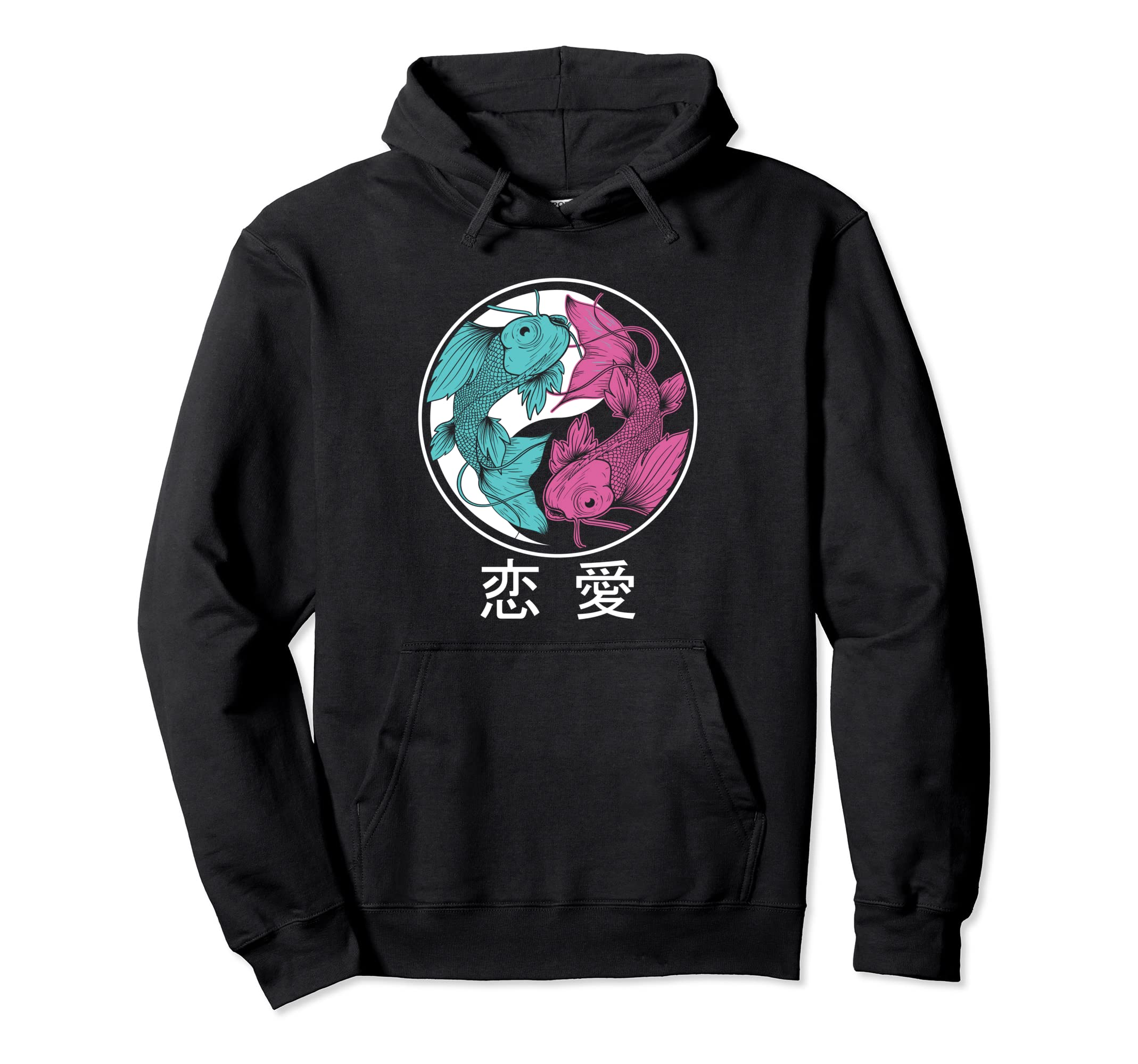 Vaporwave Aesthetic Koi Fish Yin And Yang Hoodie - Trendy Graphic Men Women - T-Shirt, Sweatshirt, Hoodie