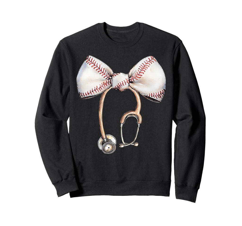 Coquette Bow Stethoscope Baseball Sweatshirt - Unique Graphic Men Women - T-Shirt, Sweatshirt, Hoodie