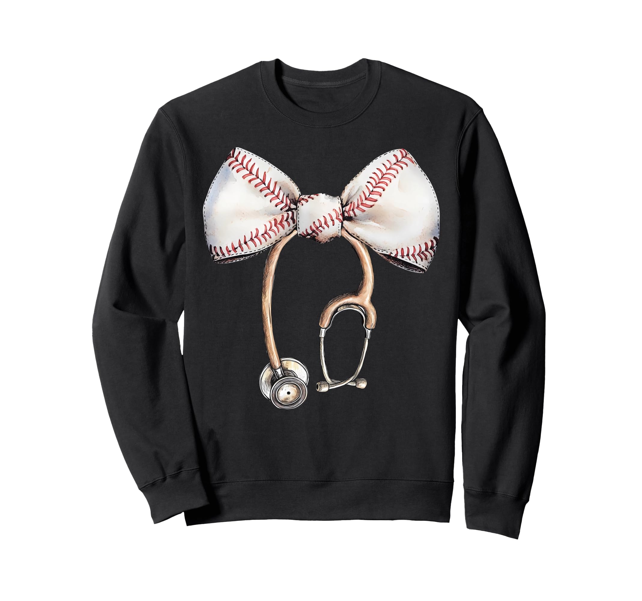 Coquette Bow Stethoscope Baseball Sweatshirt - Unique Graphic Men Women - T-Shirt, Sweatshirt, Hoodie